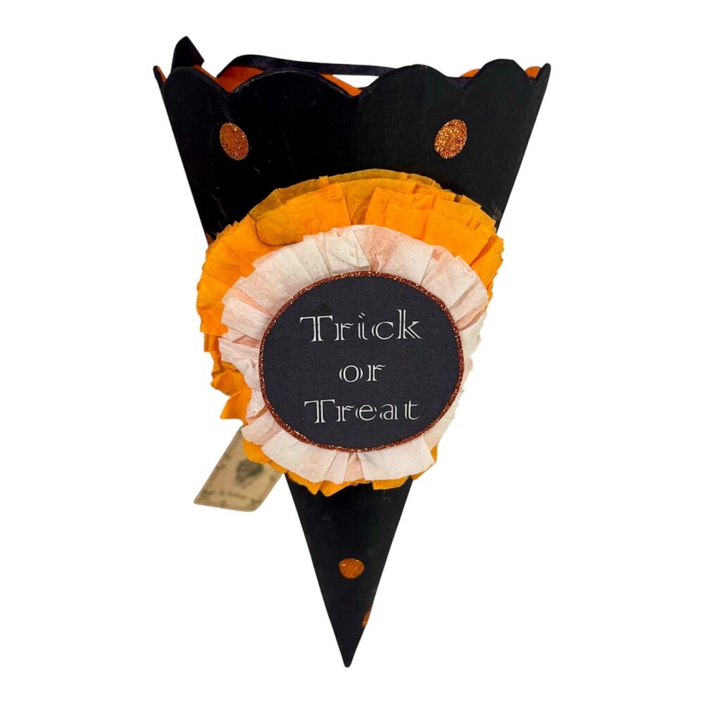 Bethany Lowe Halloween Retired Tussie Mussie Candy Cone Trick or Treat